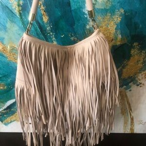 H & M pink/nude fringe purse